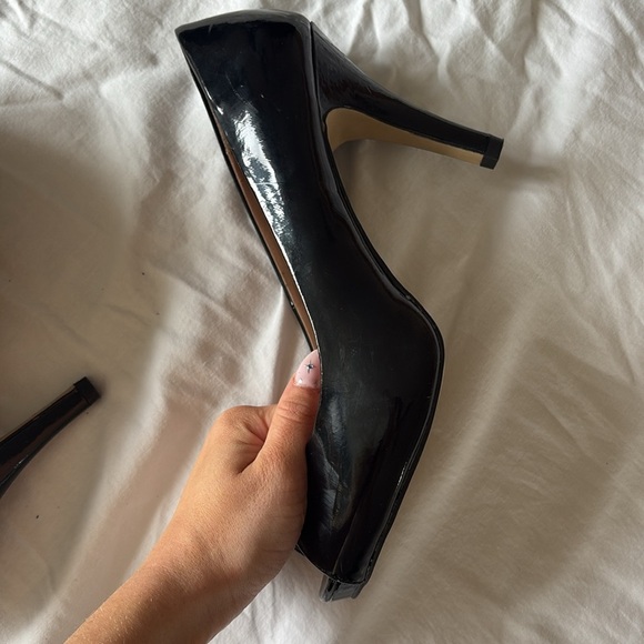 Call It Spring Black Patent Peep Toe Heels | Classic High Heel Pump Size 8 - Picture 7 of 10